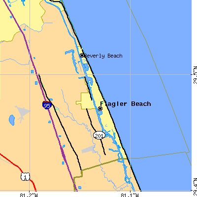 Zip code 32136 close-up map