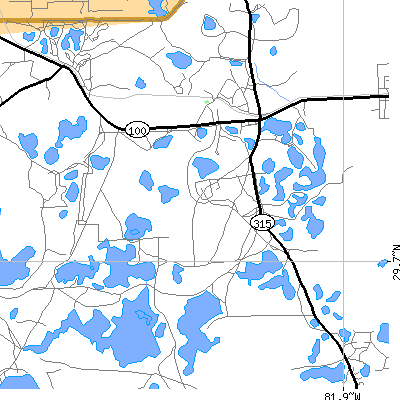 Zip code 32138 close-up map