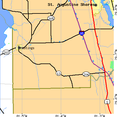 Zip code 32145 close-up map