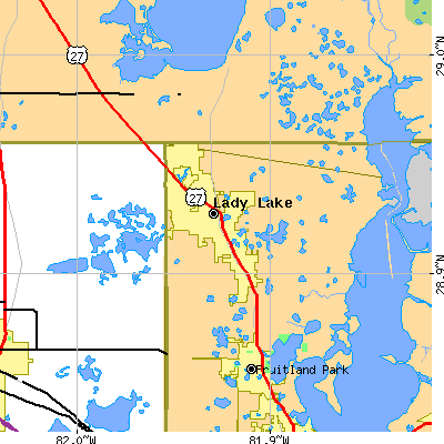 Zip code 32159 close-up map