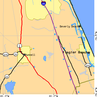 Zip code 32164 close-up map