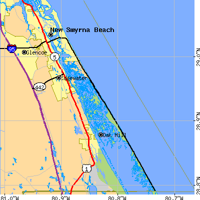 Zip code 32169 close-up map