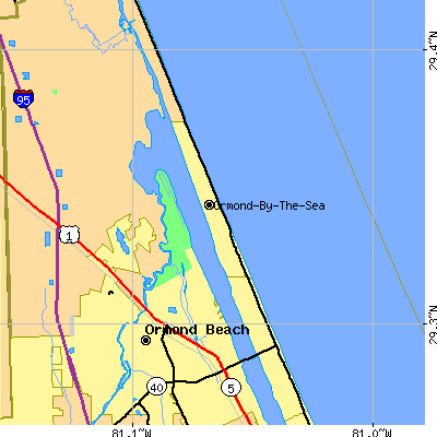 Zip code 32176 close-up map