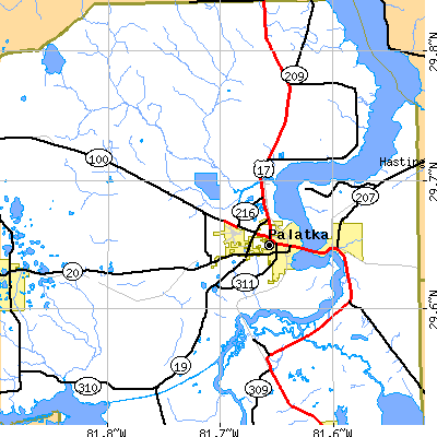 Zip code 32177 close-up map