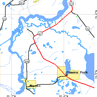 Zip code 32189 close-up map