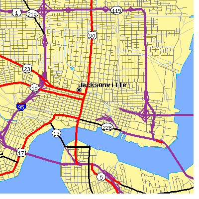 Zip code 32202 close-up map