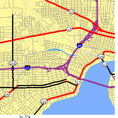Zip code 32204 close-up map