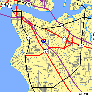 Zip code 32207 close-up map