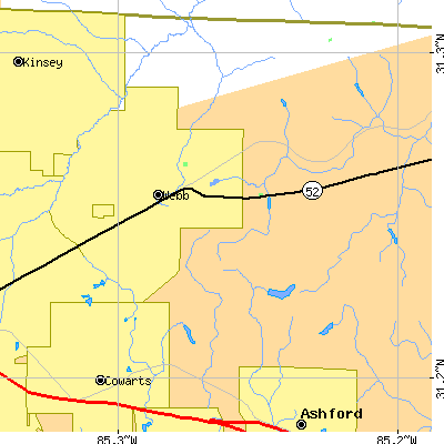 Zip code 36376 close-up map