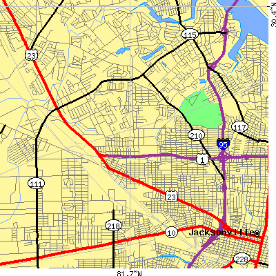 Zip code 32209 close-up map
