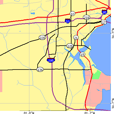 Zip code 32210 close-up map