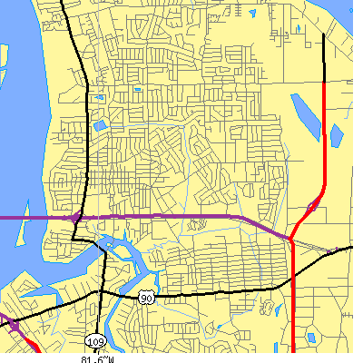 Zip code 32211 close-up map