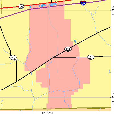 Zip code 32215 close-up map