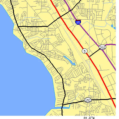 Zip code 32217 close-up map