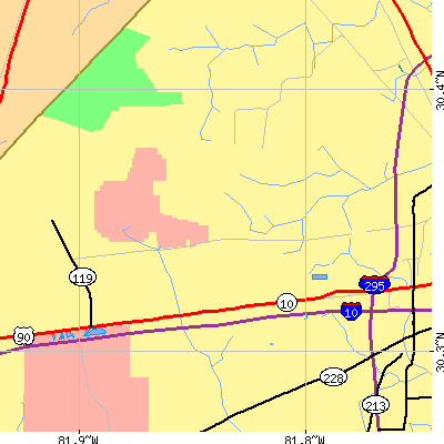 Zip code 32220 close-up map