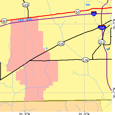 Zip code 32221 close-up map