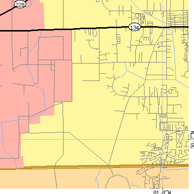 Zip code 32222 close-up map