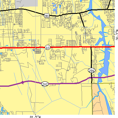 Zip code 32224 close-up map