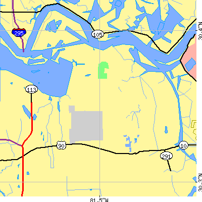 Zip code 32225 close-up map