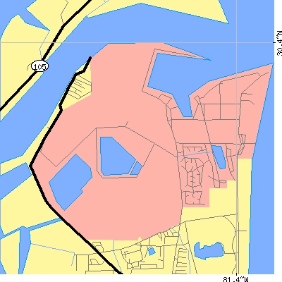 Zip code 32227 close-up map