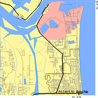 Zip code 32233 close-up map