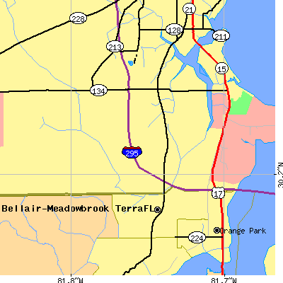 Zip code 32244 close-up map