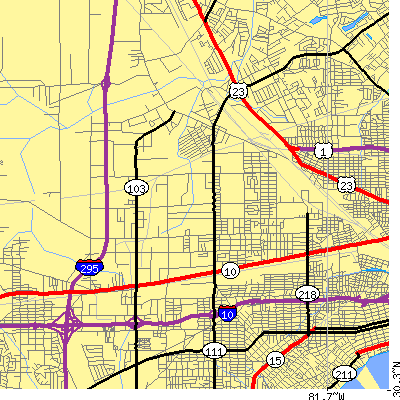 Zip code 32254 close-up map