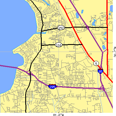 Zip code 32257 close-up map
