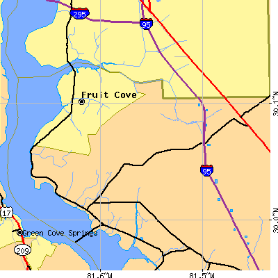 Zip code 32259 close-up map