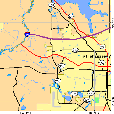 Zip code 32304 close-up map