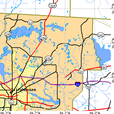 Zip code 32308 close-up map