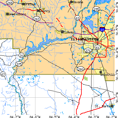 Zip code 32310 close-up map