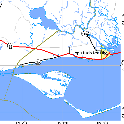 Zip code 32320 close-up map