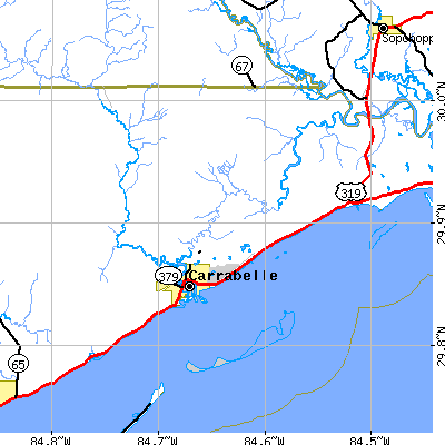 Zip code 32322 close-up map