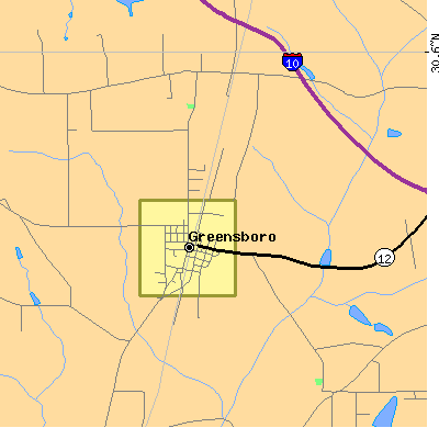 Zip code 32330 close-up map
