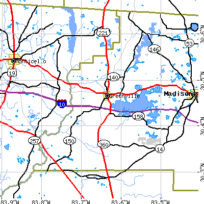 Zip code 32331 close-up map