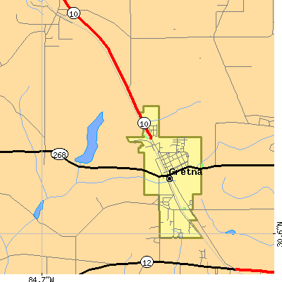 Zip code 32332 close-up map