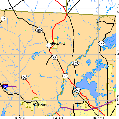 Zip code 32333 close-up map