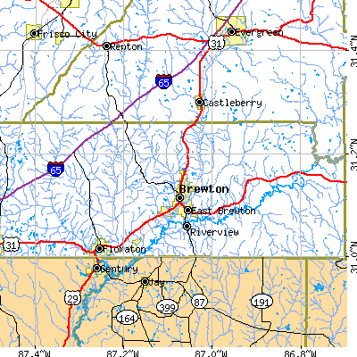 Zip code 36426 close-up map