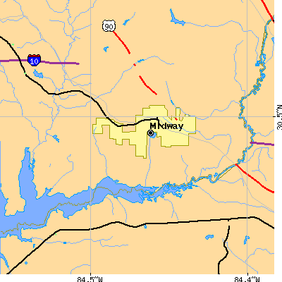Zip code 32343 close-up map