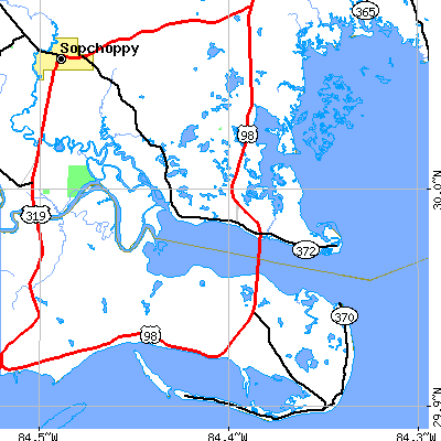 Zip code 32346 close-up map