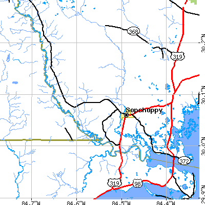 Zip code 32358 close-up map