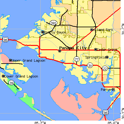 Zip code 32401 close-up map