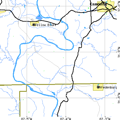Zip code 36435 close-up map