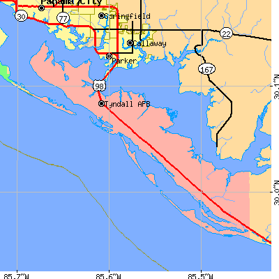Zip code 32403 close-up map