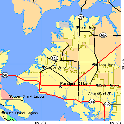 Zip code 32405 close-up map