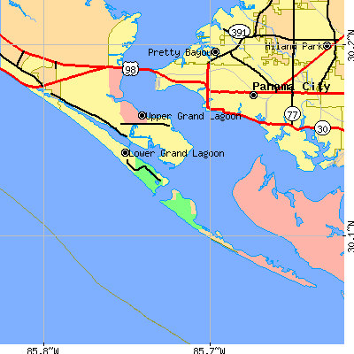 Zip code 32408 close-up map