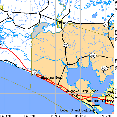 Zip code 32413 close-up map
