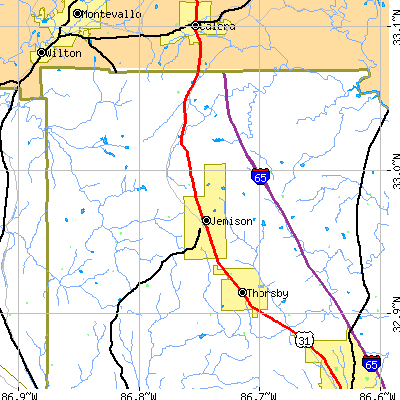 Zip code 35085 close-up map