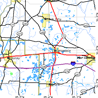 Zip code 32431 close-up map
